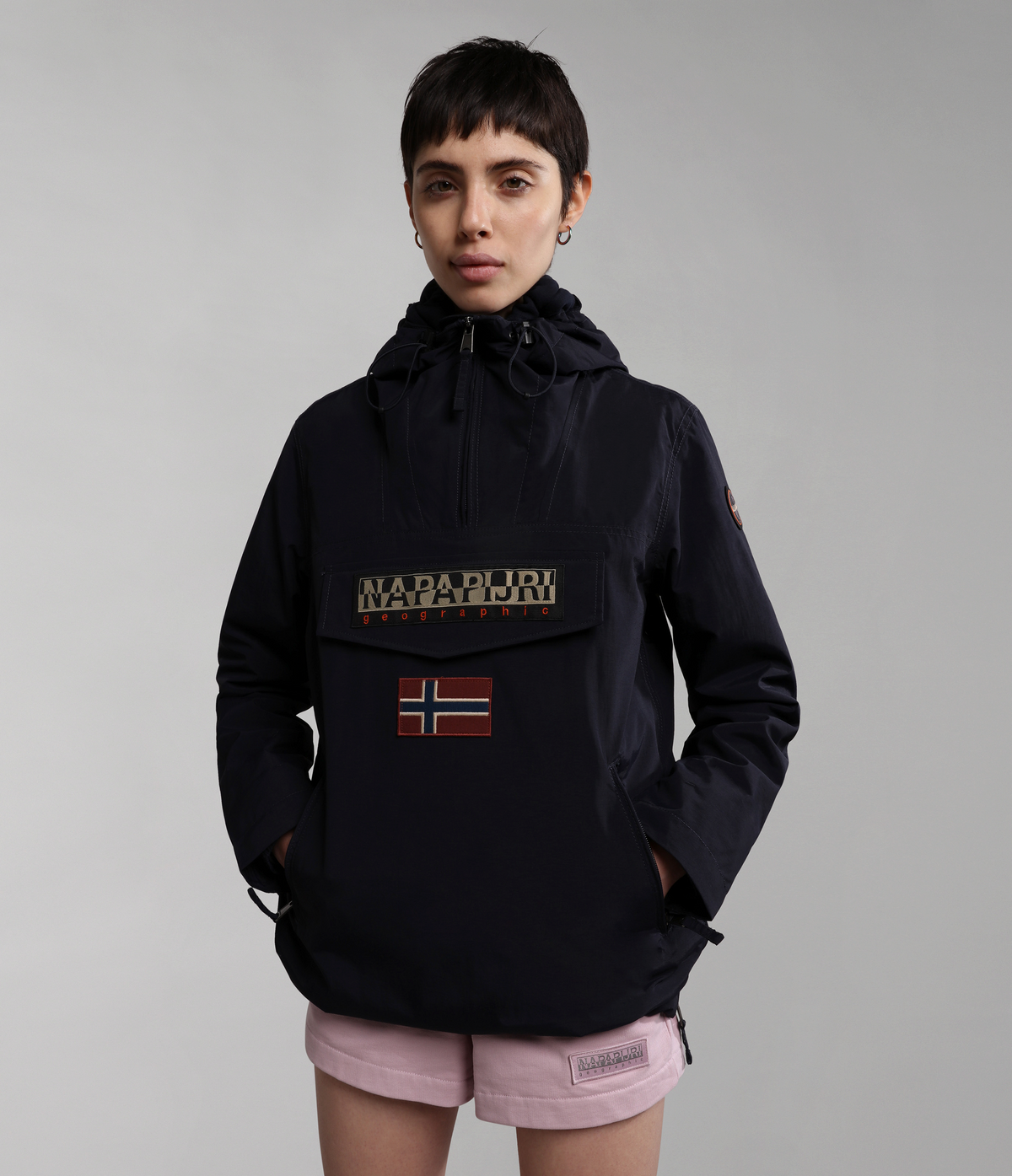 Rainforest Pocket Summer Anorak Jacket Dark Blue - 1