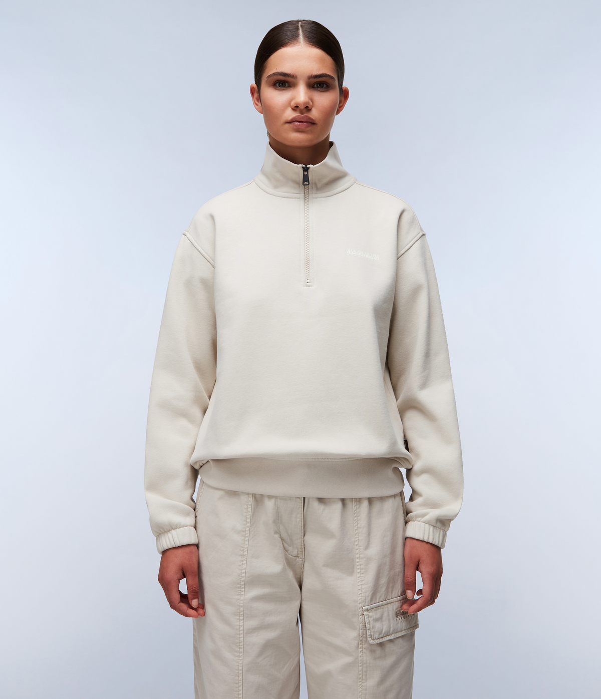 Bise Half-Zip Sweatshirt Beige Silver - 2