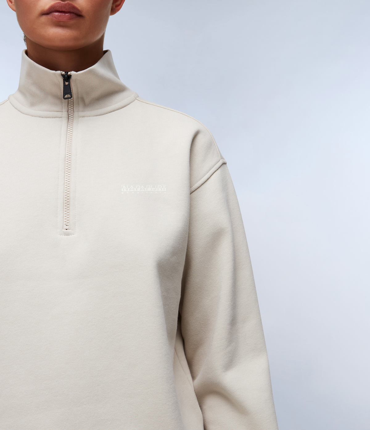 Bise Half-Zip Sweatshirt Beige Silver - 5