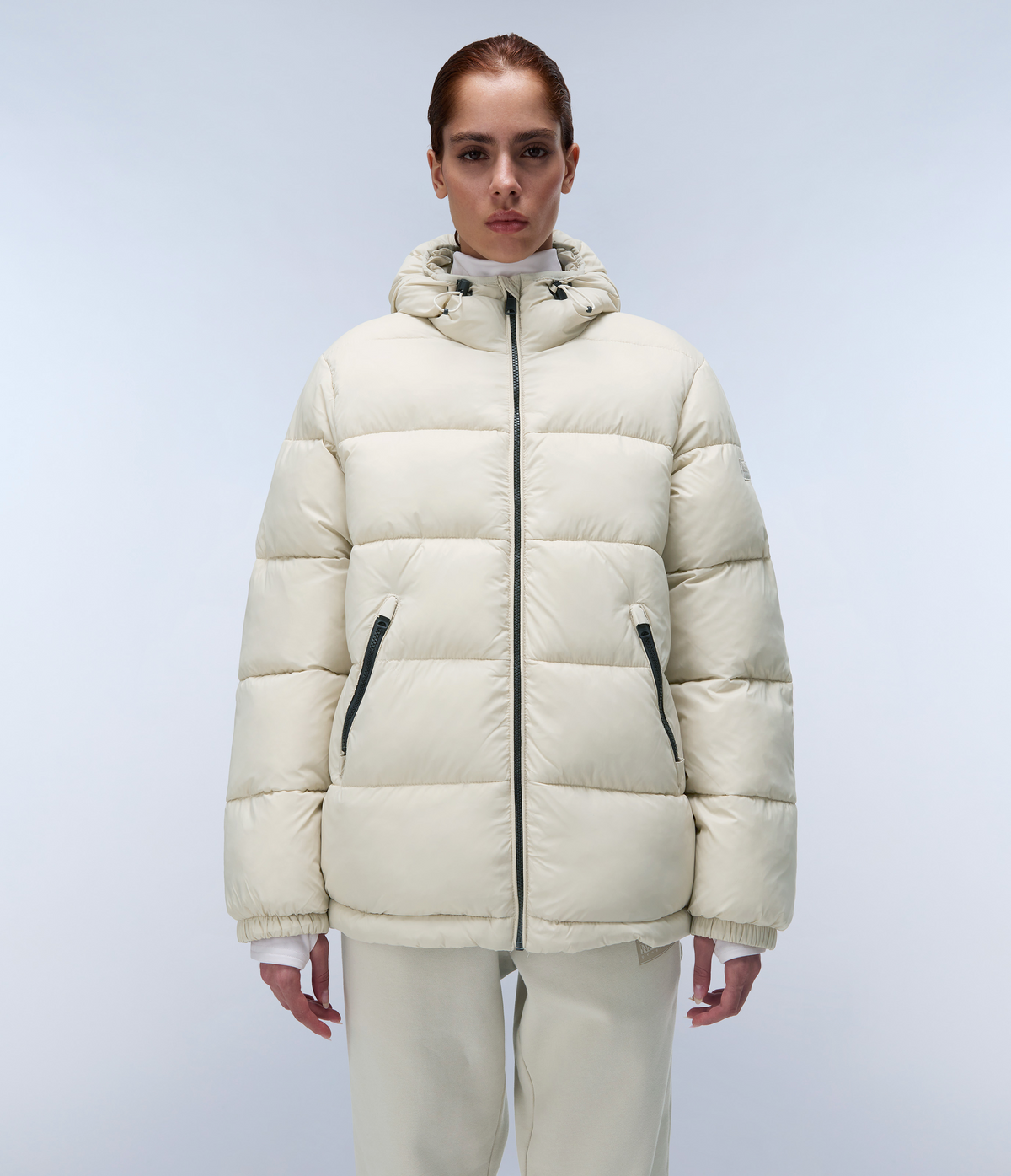 Box Logo Hooded Jacket Beige Silver - 3