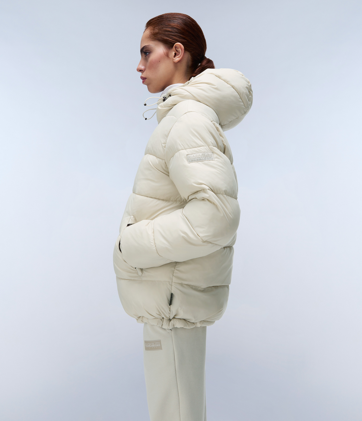 Box Logo Hooded Jacket Beige Silver - 4