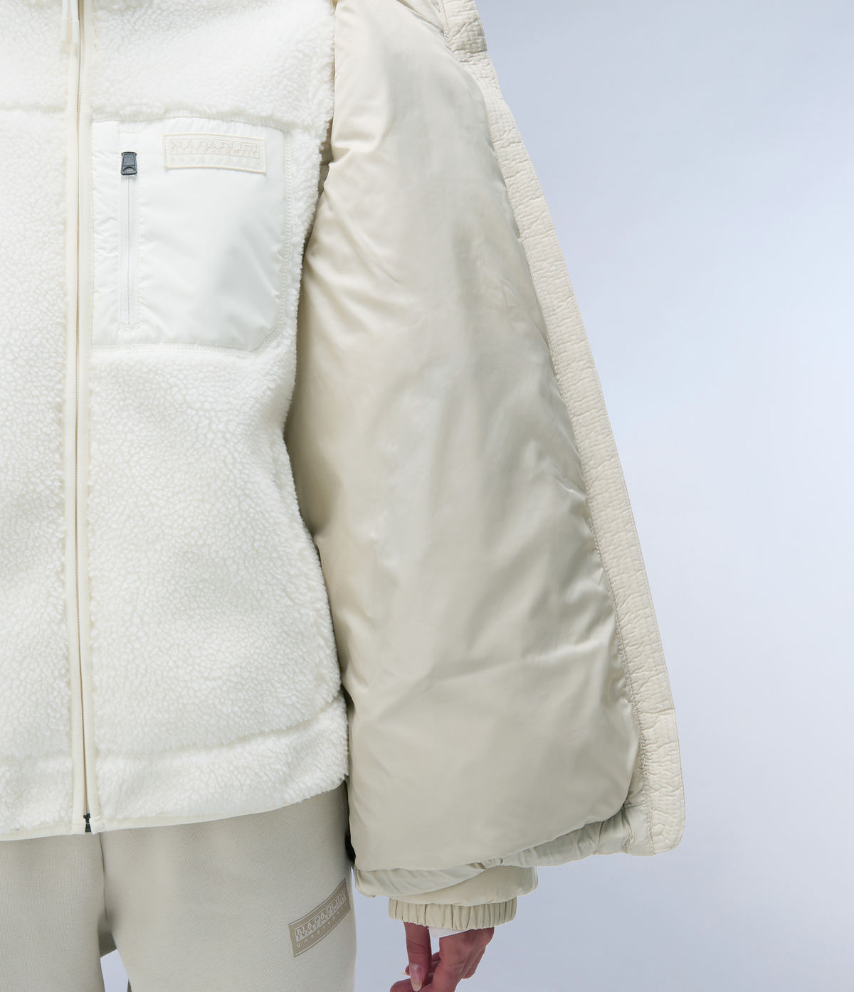 Box Logo Hooded Jacket Beige Silver - 7