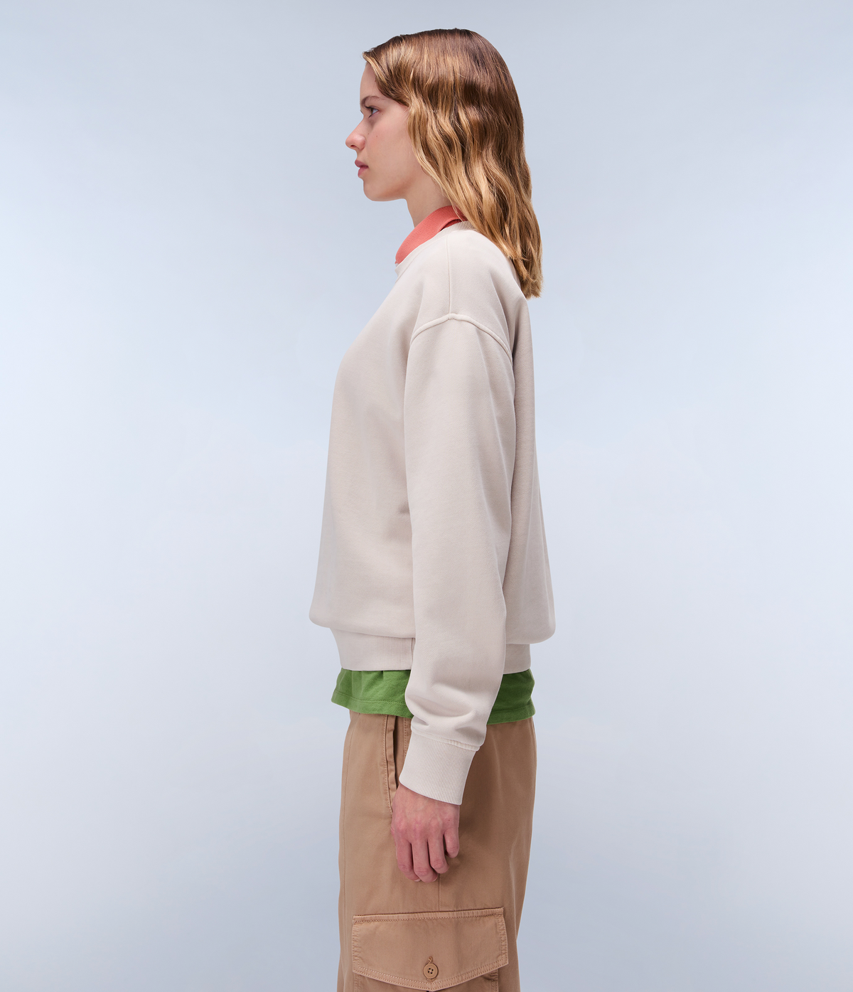 Azure French Terry Sweatshirt Beige Silver - 5