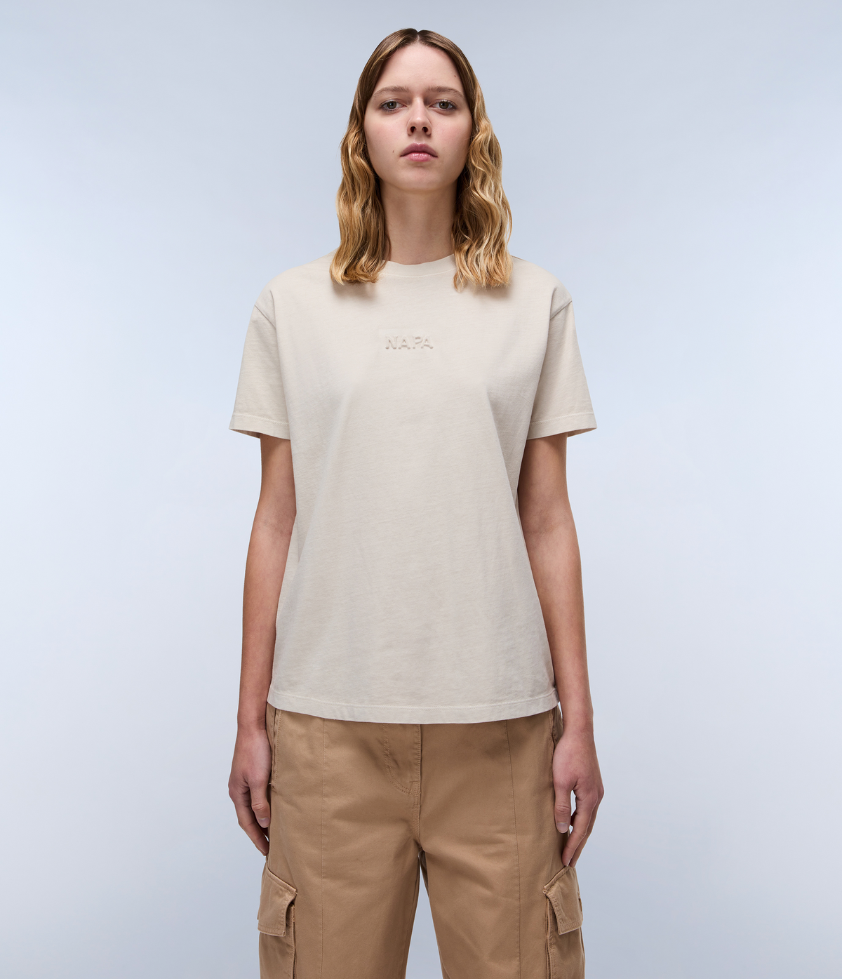 Azure Short Sleeve T-Shirt Beige Silver - 4